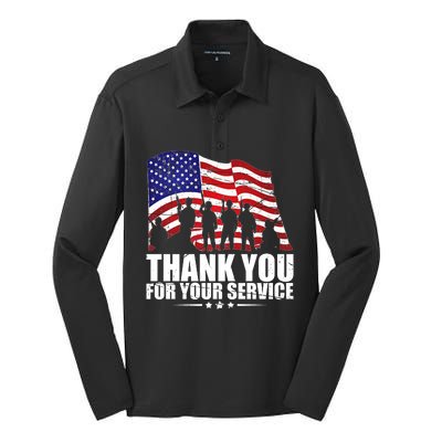 Thank You For Your Service Veteran Day Silk Touch Performance Long Sleeve Polo