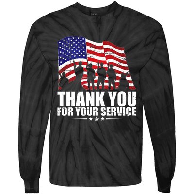 Thank You For Your Service Veteran Day Tie-Dye Long Sleeve Shirt