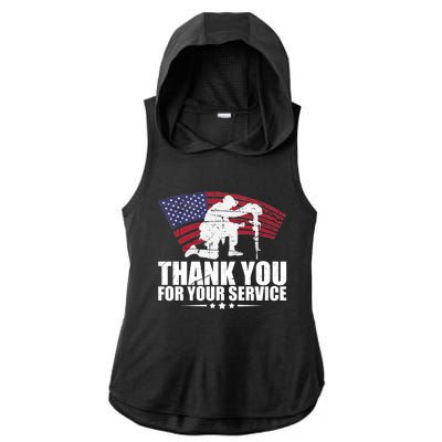 Thank You For Your Service Veteran Day Ladies PosiCharge Tri-Blend Wicking Draft Hoodie Tank