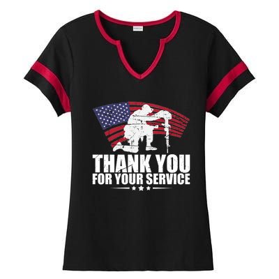 Thank You For Your Service Veteran Day Ladies Halftime Notch Neck Tee