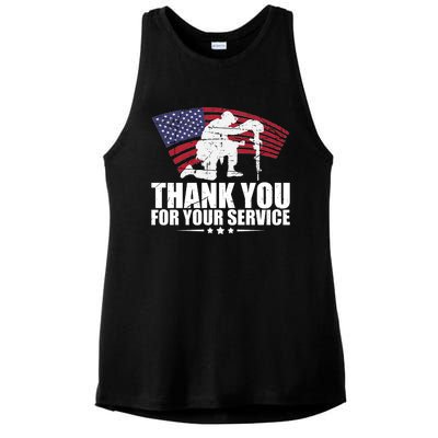 Thank You For Your Service Veteran Day Ladies PosiCharge Tri-Blend Wicking Tank