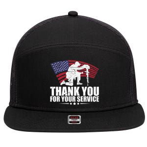 Thank You For Your Service Veteran Day 7 Panel Mesh Trucker Snapback Hat