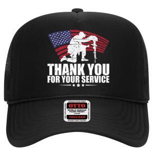 Thank You For Your Service Veteran Day High Crown Mesh Back Trucker Hat