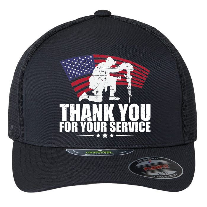 Thank You For Your Service Veteran Day Flexfit Unipanel Trucker Cap