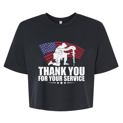 Thank You For Your Service Veteran Day Bella+Canvas Jersey Crop Tee