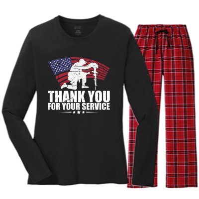 Thank You For Your Service Veteran Day Women's Long Sleeve Flannel Pajama Set 