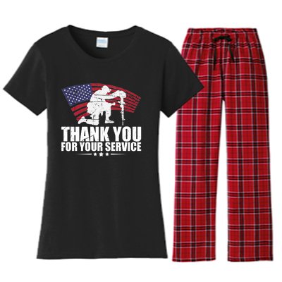 Thank You For Your Service Veteran Day Women's Flannel Pajama Set