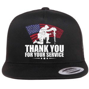 Thank You For Your Service Veteran Day Flat Bill Trucker Hat