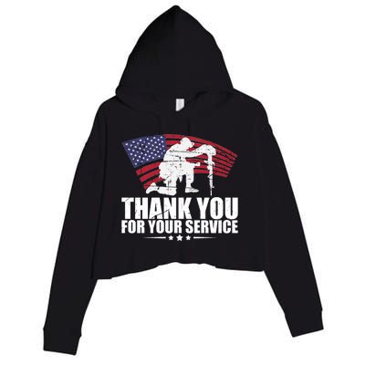 Thank You For Your Service Veteran Day Crop Fleece Hoodie