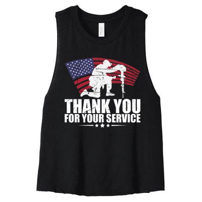 Thank You For Your Service Veteran Day Women's Racerback Cropped Tank