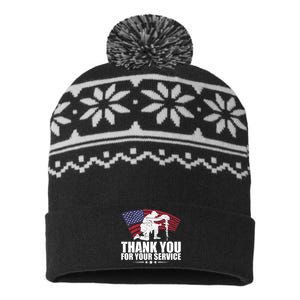 Thank You For Your Service Veteran Day USA-Made Snowflake Beanie