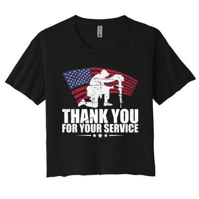 Thank You For Your Service Veteran Day Women's Crop Top Tee