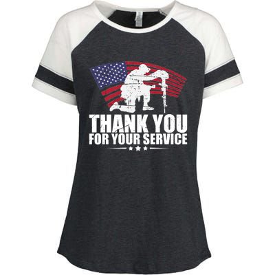 Thank You For Your Service Veteran Day Enza Ladies Jersey Colorblock Tee