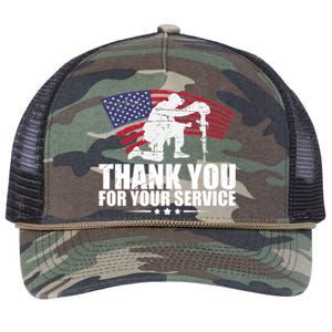 Thank You For Your Service Veteran Day Retro Rope Trucker Hat Cap