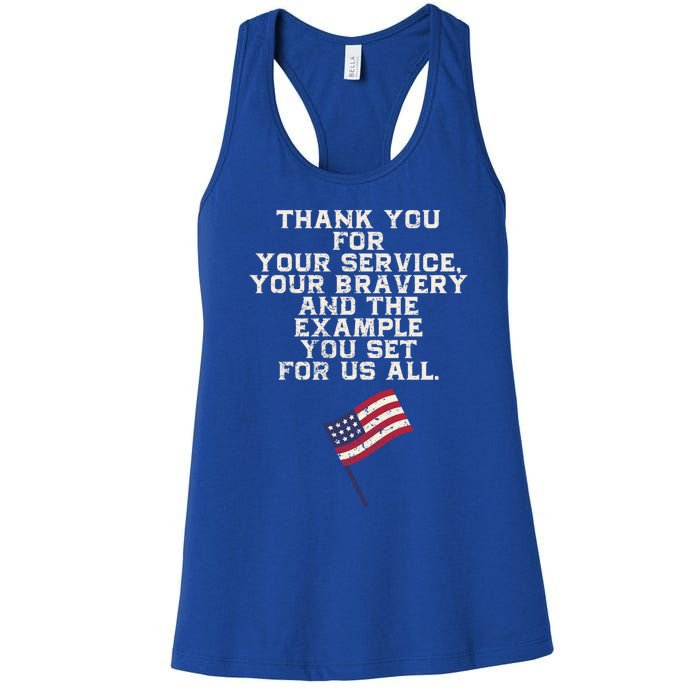 Thank You For Your Service Veterans Day Heros Memorial Gift Women's Racerback Tank