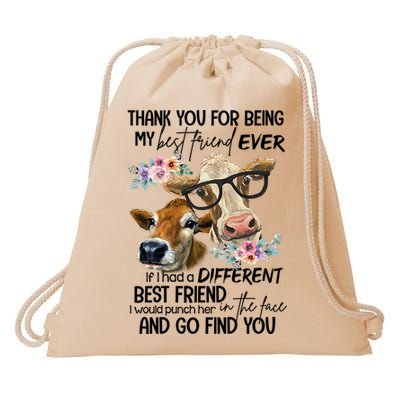 Thank You For Being My Best Friend Heifer Lover Country Farm Gift Drawstring Bag