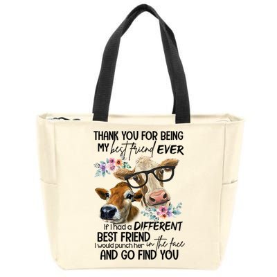 Thank You For Being My Best Friend Heifer Lover Country Farm Gift Zip Tote Bag