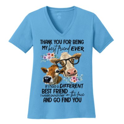 Thank You For Being My Best Friend Heifer Lover Country Farm Gift Women's V-Neck T-Shirt
