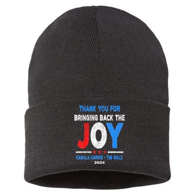 Thank You For Bringing Back The Joy Kamala Harris Tim Walz Sustainable Knit Beanie