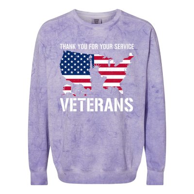 Thank You For Your Service Veterans Gift Veteran Day Gift Colorblast Crewneck Sweatshirt