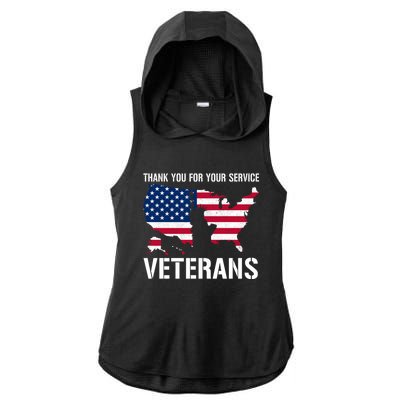 Thank You For Your Service Veterans Gift Veteran Day Gift Ladies PosiCharge Tri-Blend Wicking Draft Hoodie Tank