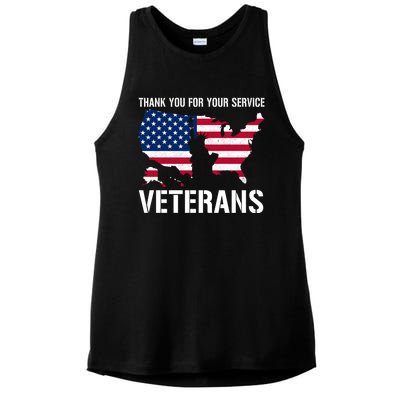 Thank You For Your Service Veterans Gift Veteran Day Gift Ladies PosiCharge Tri-Blend Wicking Tank