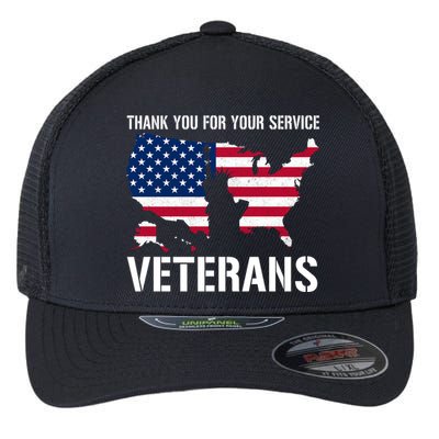 Thank You For Your Service Veterans Gift Veteran Day Gift Flexfit Unipanel Trucker Cap