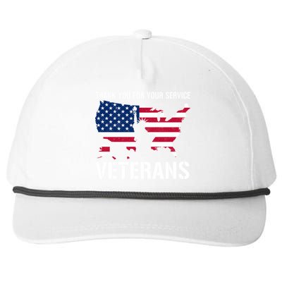 Thank You For Your Service Veterans Gift Veteran Day Gift Snapback Five-Panel Rope Hat