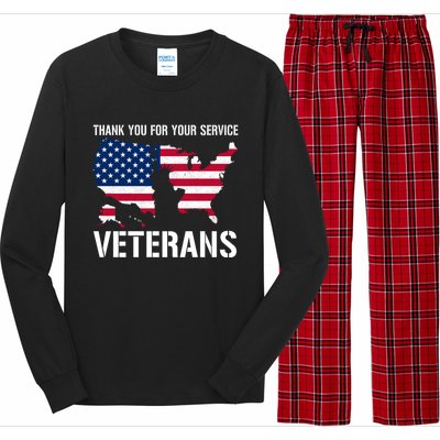 Thank You For Your Service Veterans Gift Veteran Day Gift Long Sleeve Pajama Set