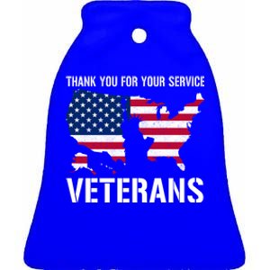 Thank You For Your Service Veterans Gift Veteran Day Gift Ceramic Bell Ornament