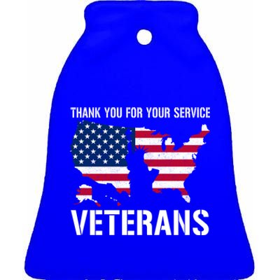 Thank You For Your Service Veterans Gift Veteran Day Gift Ceramic Bell Ornament