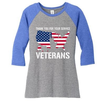 Thank You For Your Service Veterans Gift Veteran Day Gift Women's Tri-Blend 3/4-Sleeve Raglan Shirt