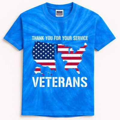 Thank You For Your Service Veterans Gift Veteran Day Gift Kids Tie-Dye T-Shirt