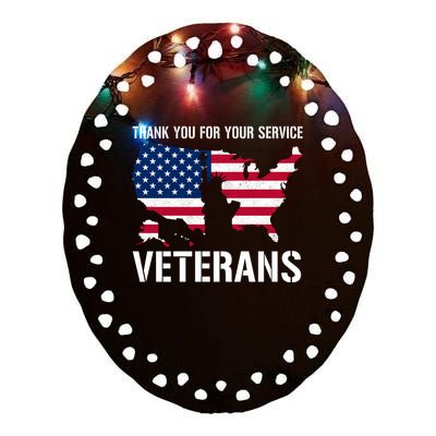 Thank You For Your Service Veterans Gift Veteran Day Gift Ceramic Oval Ornament