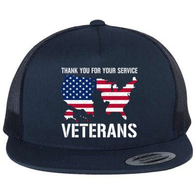 Thank You For Your Service Veterans Gift Veteran Day Gift Flat Bill Trucker Hat