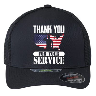 Thank You For Your Service Patriotic Veterans Day Flexfit Unipanel Trucker Cap