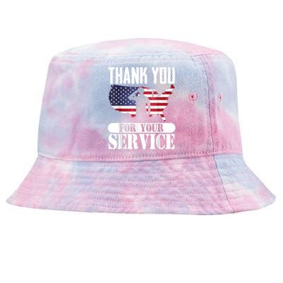 Thank You For Your Service Patriotic Veterans Day Tie-Dyed Bucket Hat