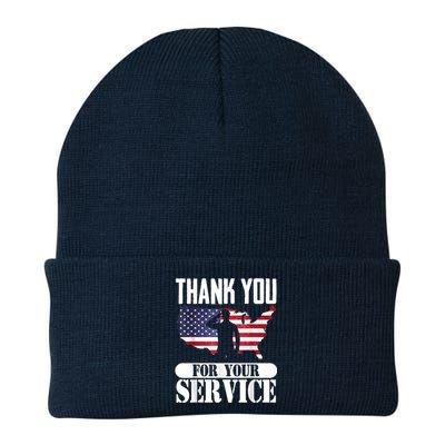 Thank You For Your Service Patriotic Veterans Day Knit Cap Winter Beanie