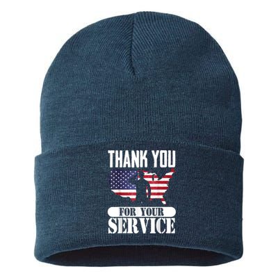 Thank You For Your Service Patriotic Veterans Day Sustainable Knit Beanie