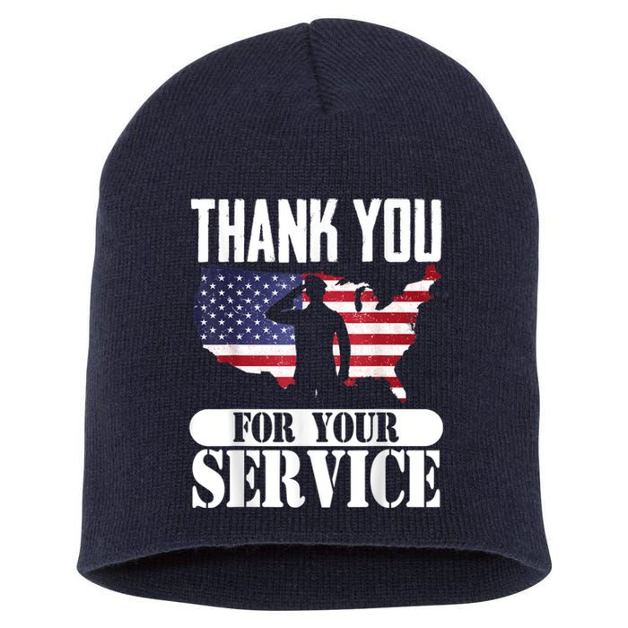 Thank You For Your Service Patriotic Veterans Day Short Acrylic Beanie