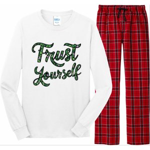 Trust Yourself Floral Typography Inspirational Message Long Sleeve Pajama Set