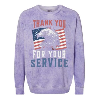 Thank You For Your Service Military Veterans Colorblast Crewneck Sweatshirt