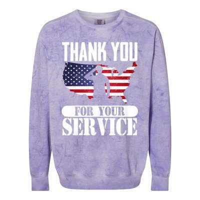 Thank You For Your Service Patriotic Veterans Day Colorblast Crewneck Sweatshirt