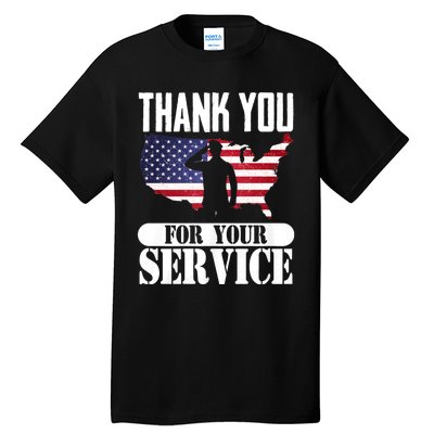 Thank You For Your Service Patriotic Veterans Day Tall T-Shirt