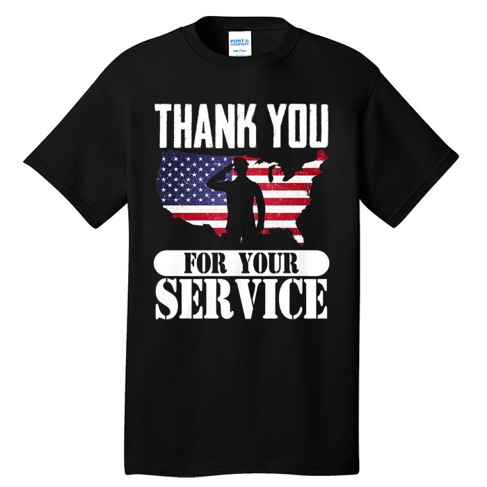 Thank You For Your Service Patriotic Veterans Day Tall T-Shirt