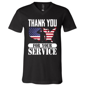 Thank You For Your Service Patriotic Veterans Day V-Neck T-Shirt