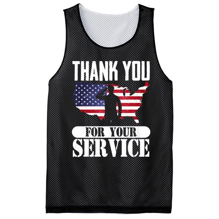 Thank You For Your Service Patriotic Veterans Day Mesh Reversible Basketball Jersey Tank