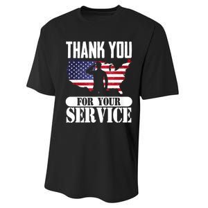 Thank You For Your Service Patriotic Veterans Day Performance Sprint T-Shirt