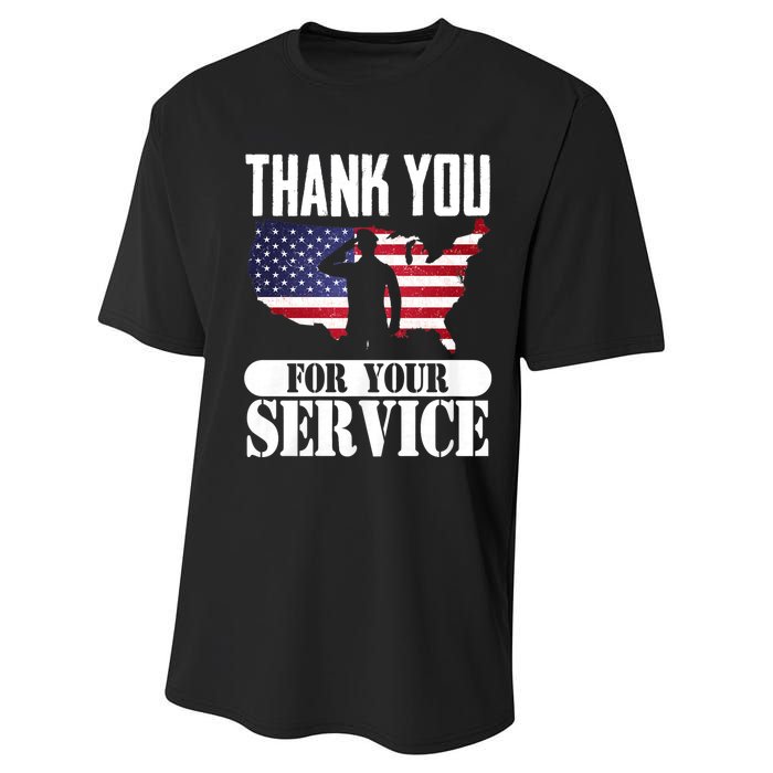 Thank You For Your Service Patriotic Veterans Day Performance Sprint T-Shirt