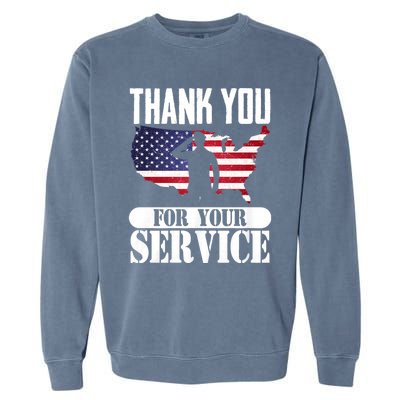 Thank You For Your Service Patriotic Veterans Day Garment-Dyed Sweatshirt